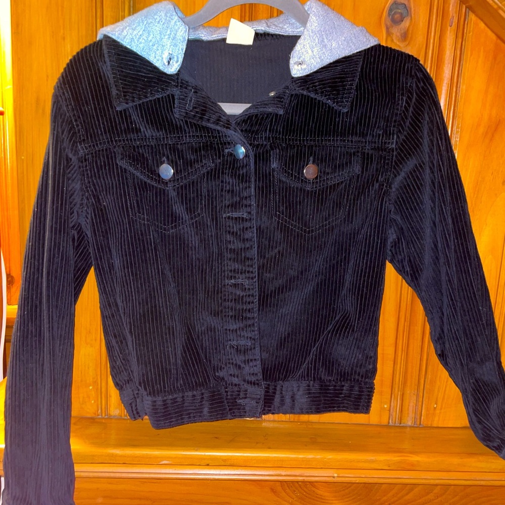 Corduroy jacket with hood